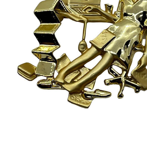 Brooch Lapel Pin TGIF Computer Overworked Career 19902 Gold Tone Danecraft Women - Picture 2 of 16